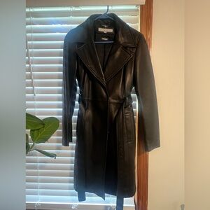 Wilsons Leather Classic Black Trench Coat